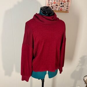 89th and Madison Deep Red Cowl Neck Sweater